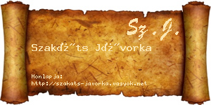 Szakáts Jávorka névjegykártya